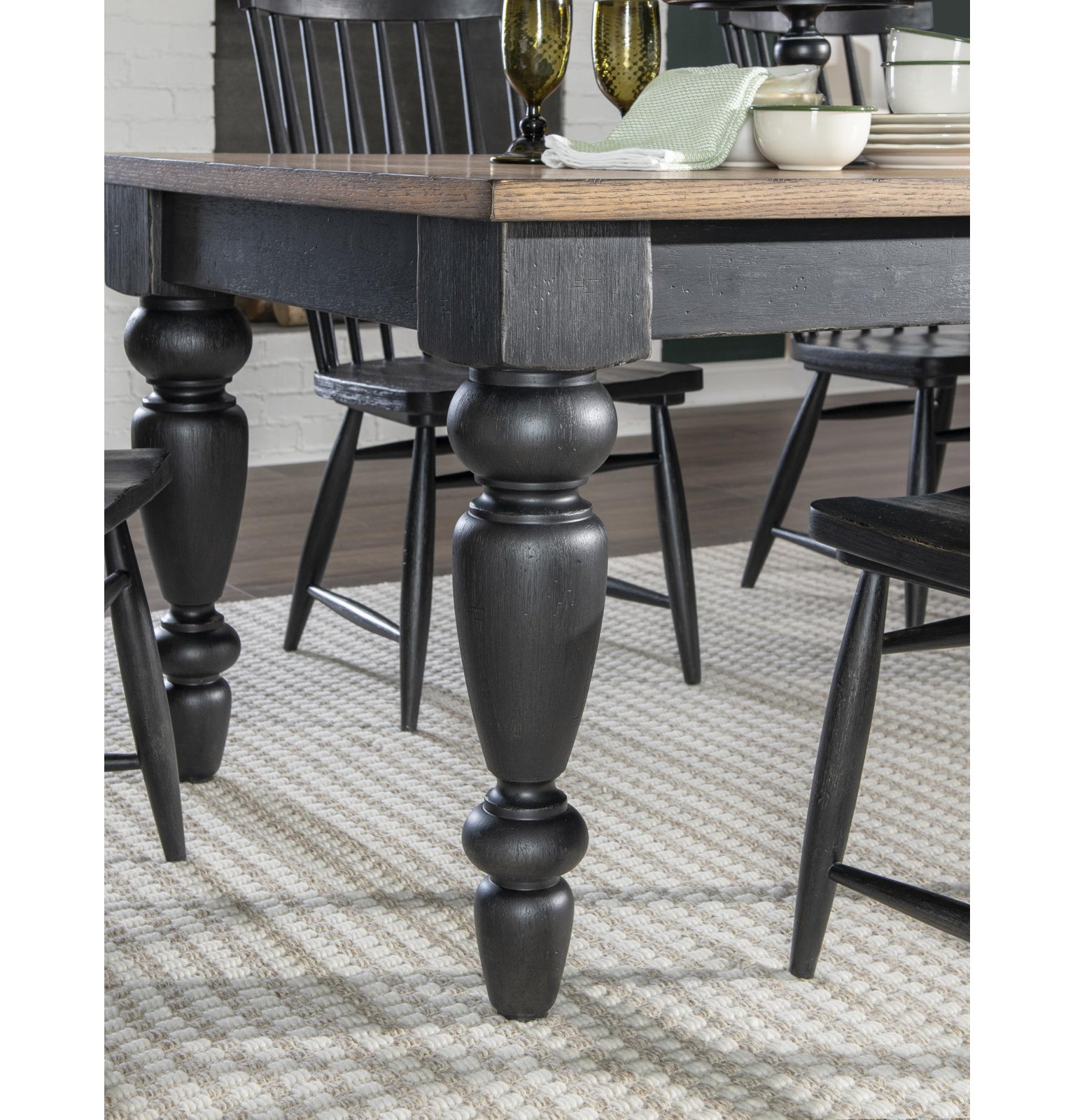 Country Living Extendable Dining Table, 30"H x 72"L x 40"W, Black