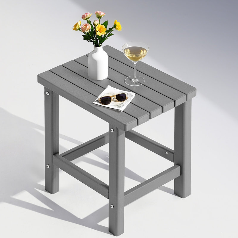 Table d'appoint 17 po rectangulaire PEHD, Gris