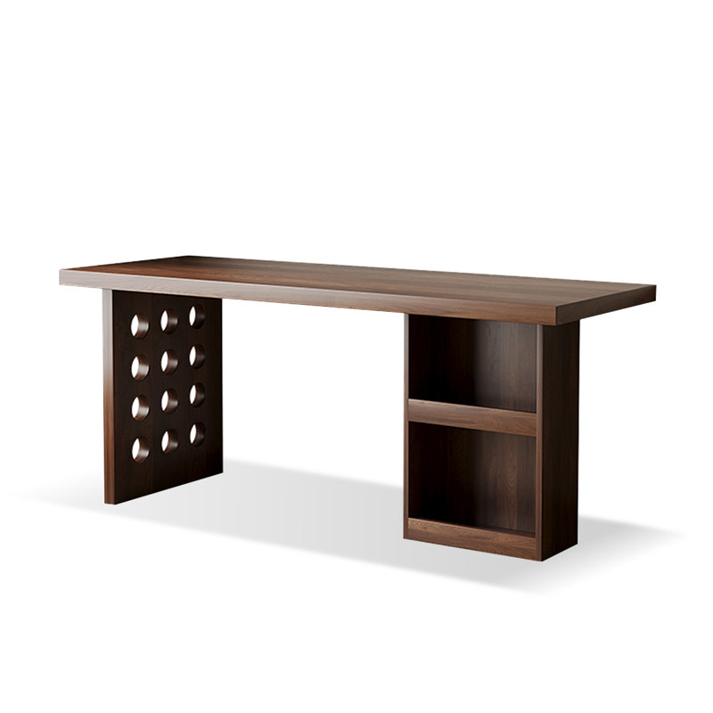 Bureau rectangulaire en bois massif Nu-brun,  H 29,53 po x l 70,87 po x P 23,62 po