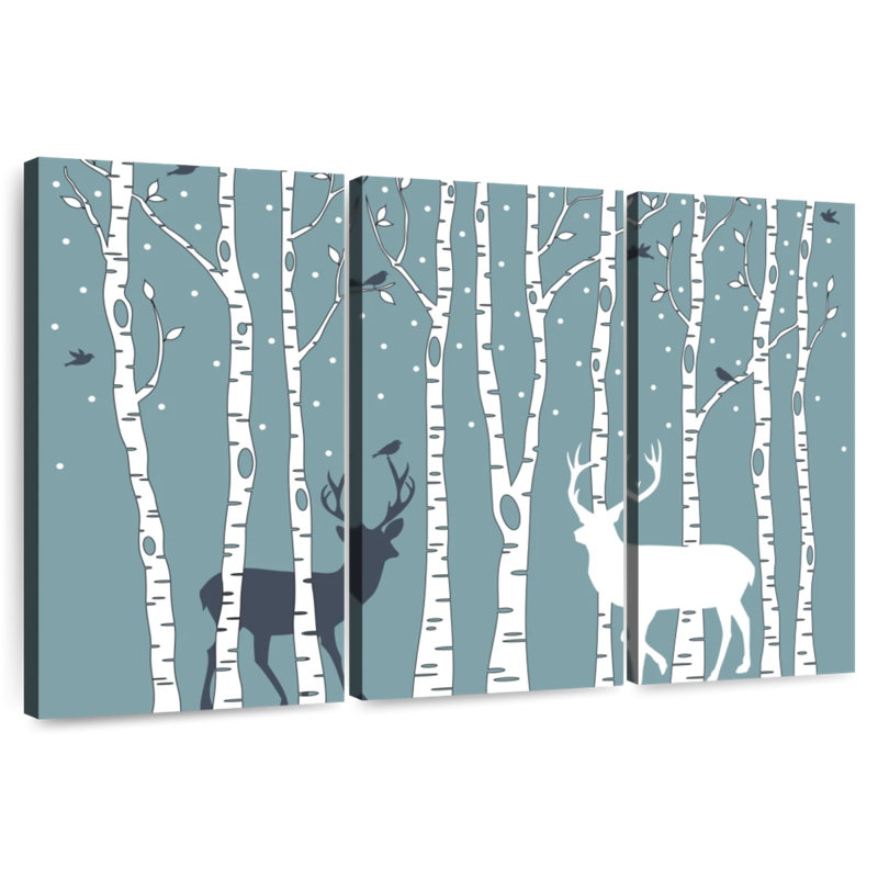 Brampt Deer In Birch Forest, 32" H x 50" W