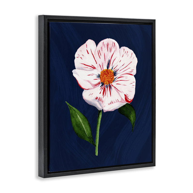  Single Cherry Blossom Bloom Canvas Wall Art by Michelle Ingari Designs, H 21 po x l 17 po, Cadre flottant noir de jais