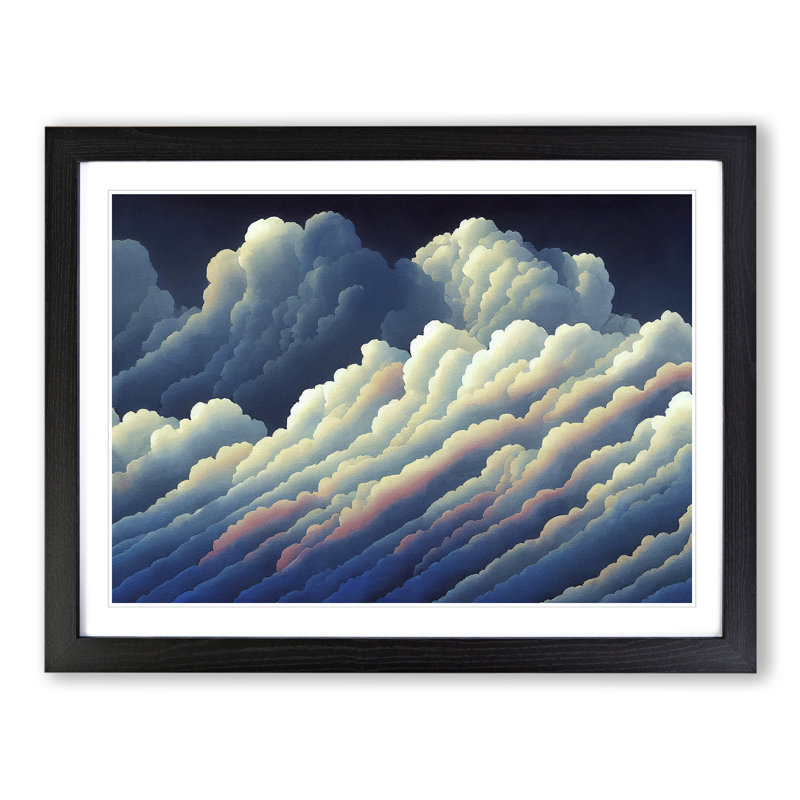 Fancy Cloudy Sky - Single Picture Frame Painting, 46cm H x 64cm W x 2cm D, Black