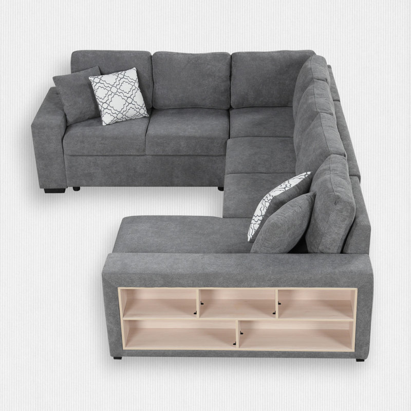 4 - Piece Upholstered Sectional, Gray Chenille