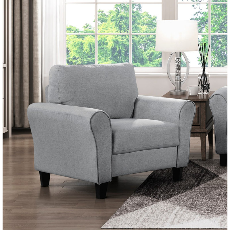Fauteuil 1Pc rembourré avec accoudoirs arrondis, Gris foncé