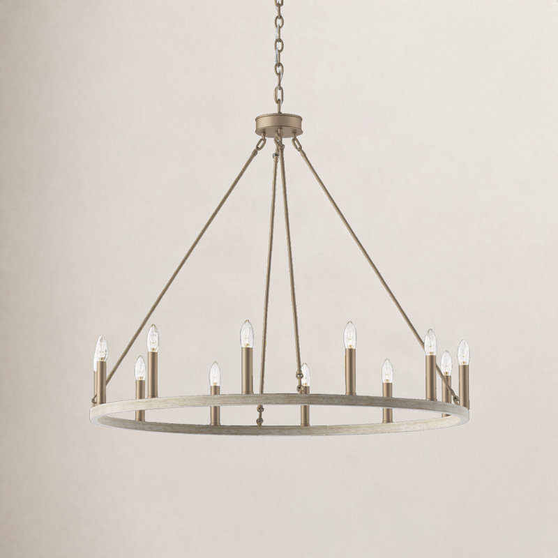 Madalyn 12-Light Chandelier, Driftwood/Brass Dust