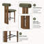 Ensemble de tabourets de bar modernes à dossier divisé en bois d'hévéa, rembourrage vert, tabouret haut en placage de noyer foncé, sièges pour îlot de bar.