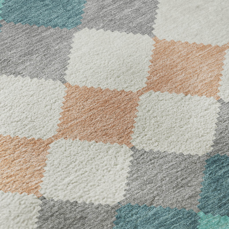 Premium Machine Washable Bunderberg AMF1007 Geometric Rug, Rectangle 10 pi x 14 pi
