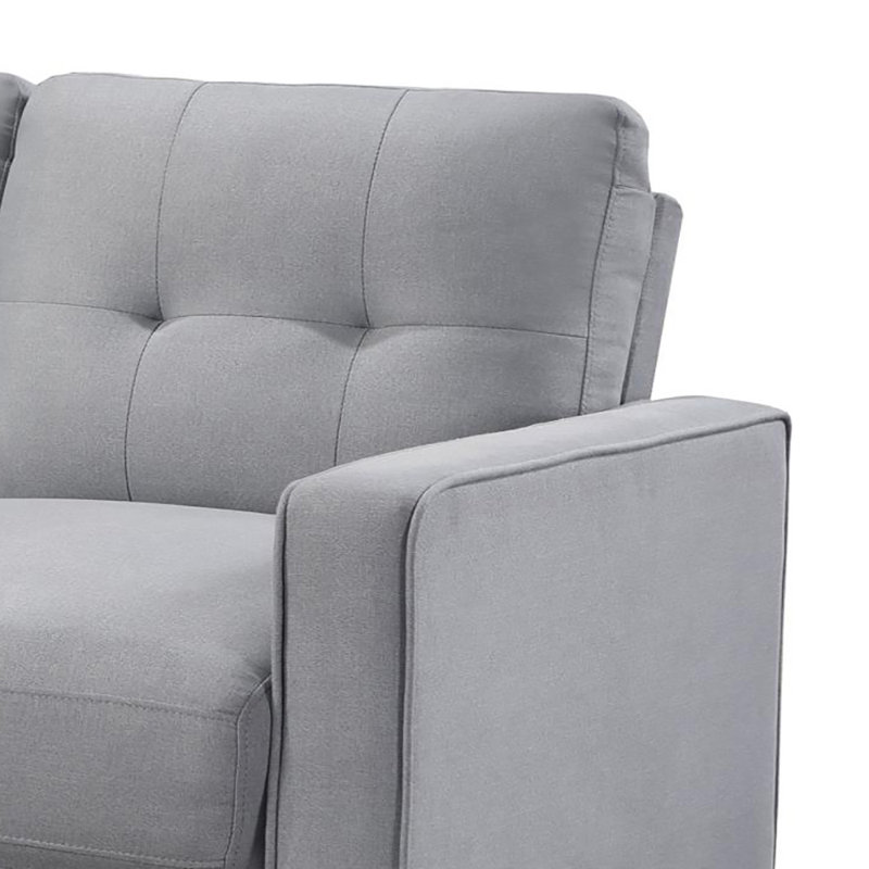 Ensemble de canapé capitonné 3 pièces avec accoudoirs capitonnés beige, Tissu gris