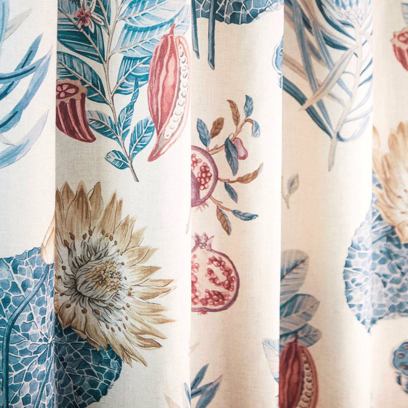 Lily Bank Fabric, Ruby/Indigo