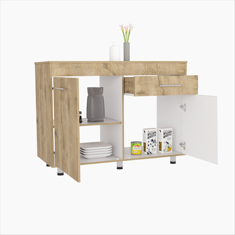 Armoire utilitaire Orion, un tiroir, une porte double - blanc / Macadamia