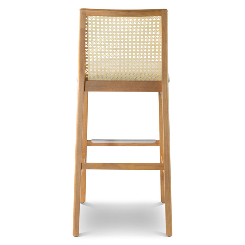Modern Brazilian Nardia Cane Bar Stool, Light Gray/Domasco/Natural, Bar Stool (29.5" Seat Height)