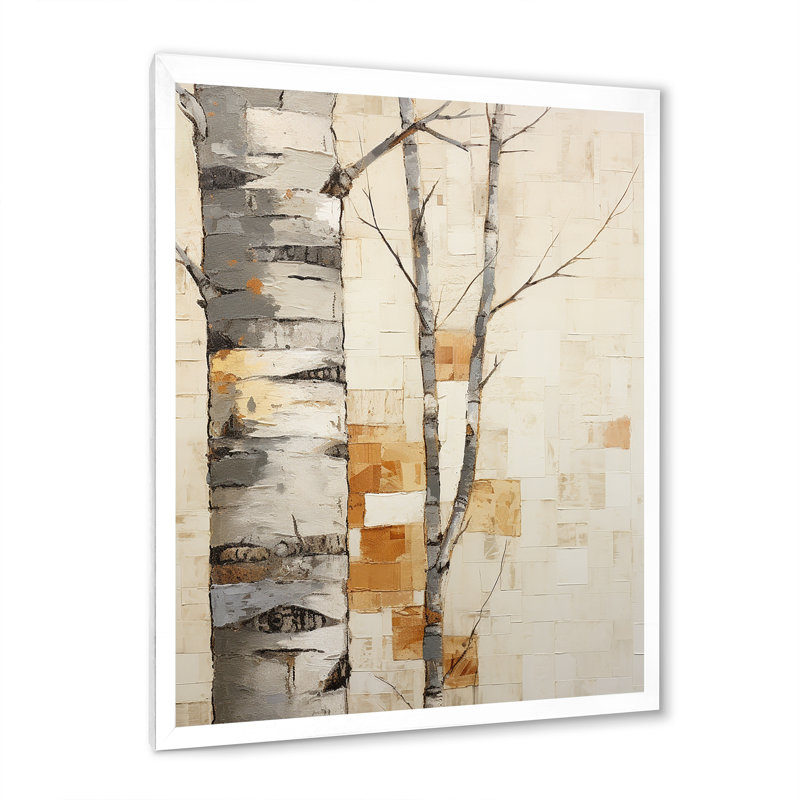 Arbre de minimalisme bouleau I sur toile, H 20 po x l 12 po x P 1 po, Cadre photo blanc