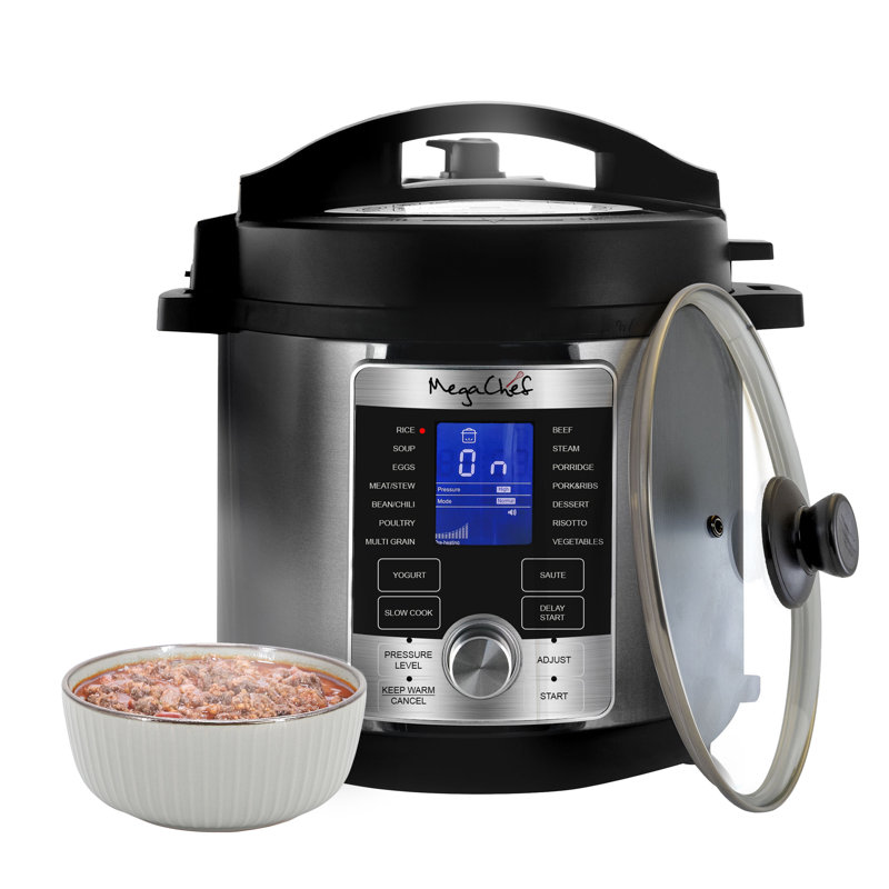 MegaChef 6 Qt Grey Stainless Steel Digital Pressure Cooker