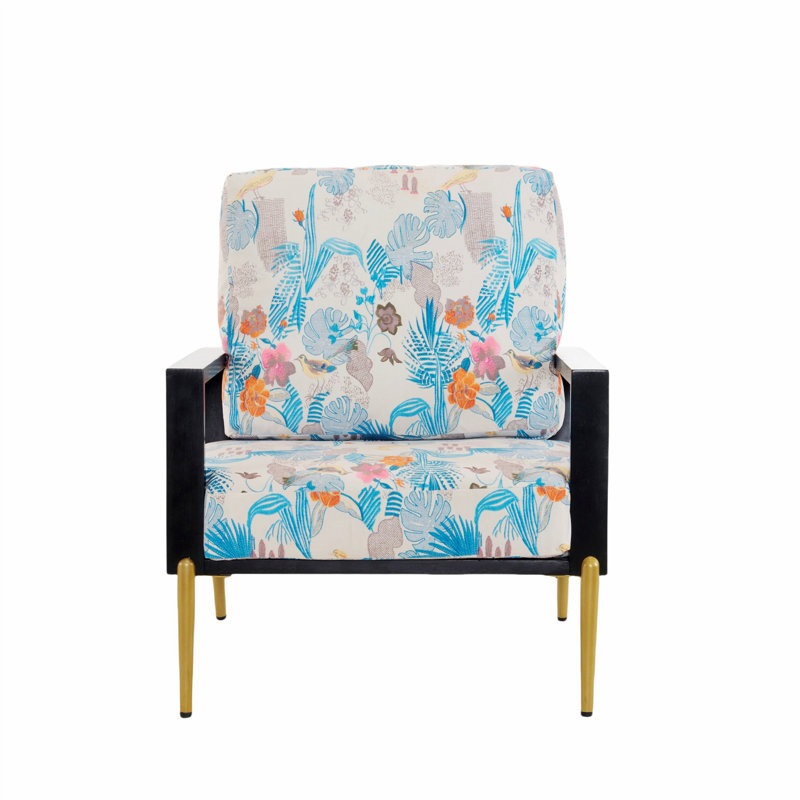 Fauteuil d'appoint rembourré à dossier bas Reynold, Bleu antique