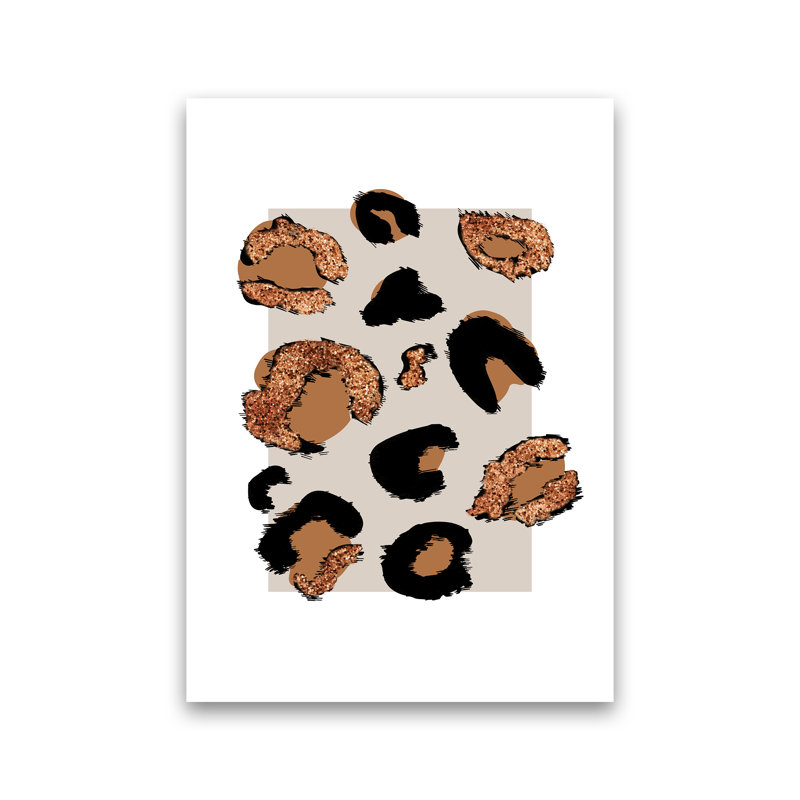 Big Leopard Neutral Rectangle Bronze Glitter - Print, Wrapped Canvas, 84.1cm H x 59.4cm W x 4cm D