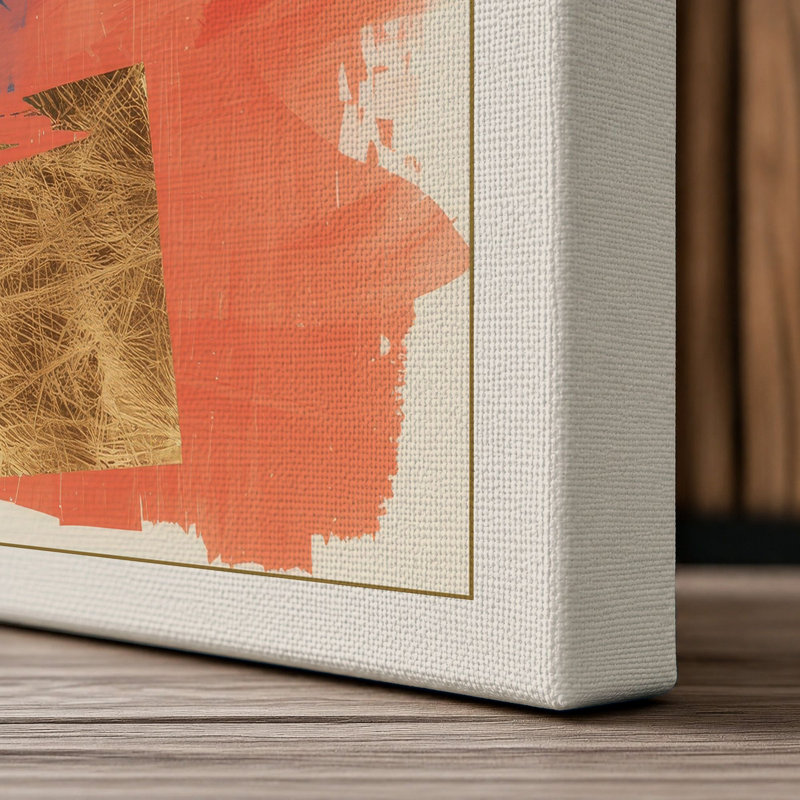 Overlapping Forms Mid-Century - Wrapped Canvas, 36x24 - 91.4 x 61.0 cm, Cream Border