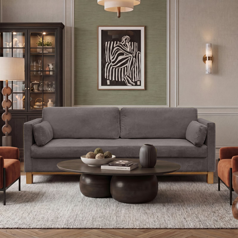 Canapé rembourré 83 po, Gray Velvet