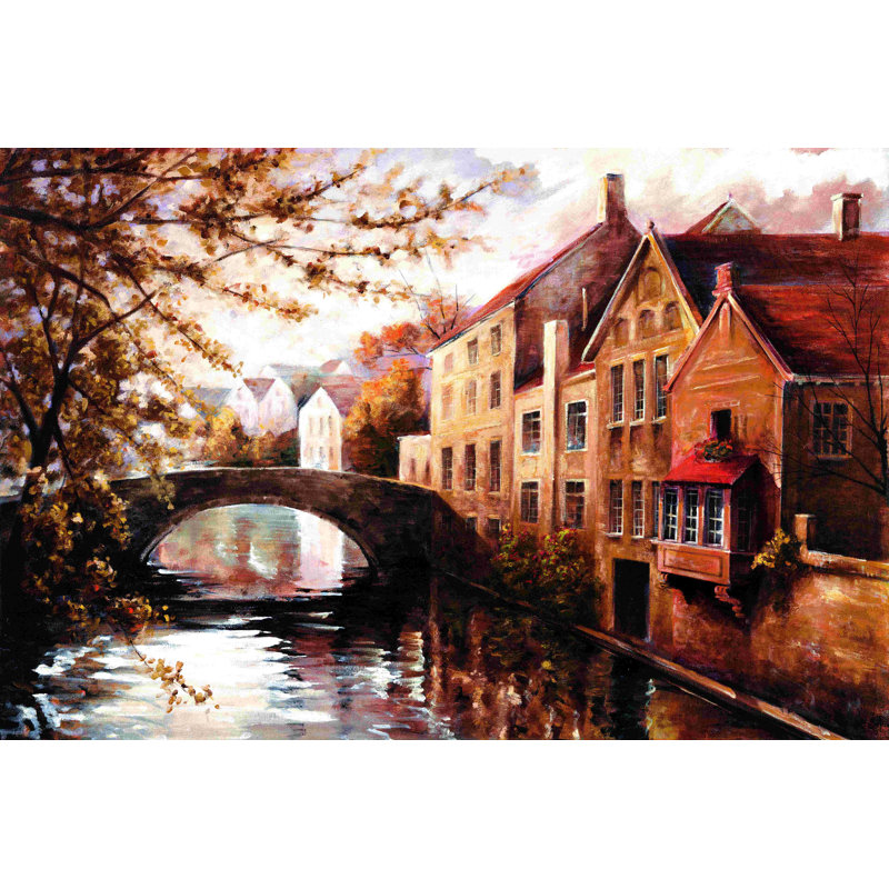 Le long de la voie d'eau 3 - peinture sur toile tendue, H 12 po x l 18 po