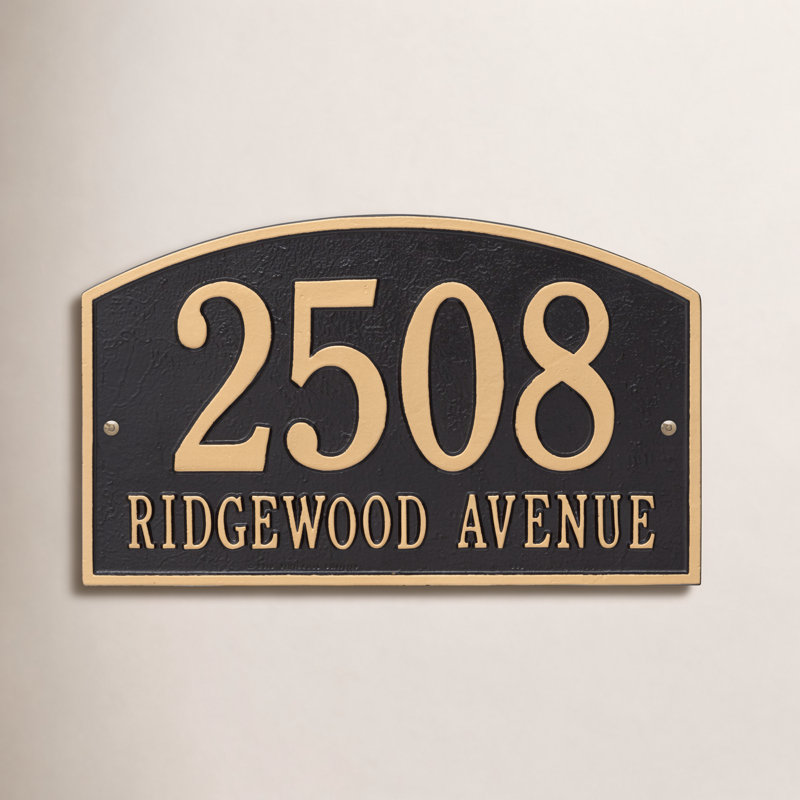 Legacy 2-Line Wall Address Plaque, Black / Gold, Yes