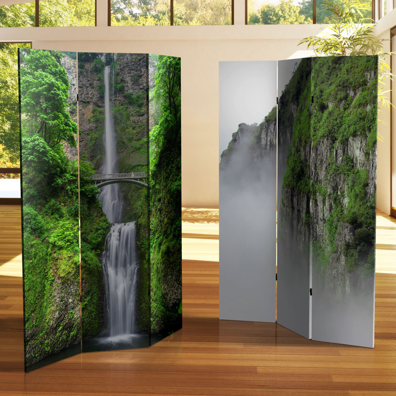71" x 47.63" Trees 3 Panel Room Divider, Birch