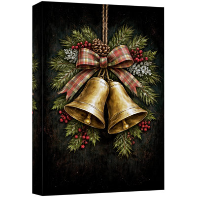 Décoration de Noël rustique de clochettes de Noël, photos de salon, impression sur toile giclée sur toile encadrée