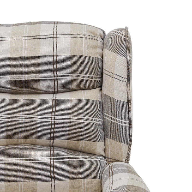 Mccomas 77cm Wide Wing Chair Recliner, Beige/Tartan