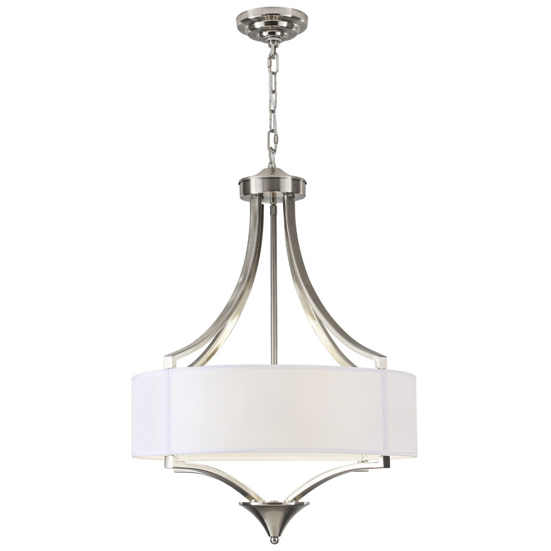 6 - Light Dimmable Drum Chandelier, Nickel