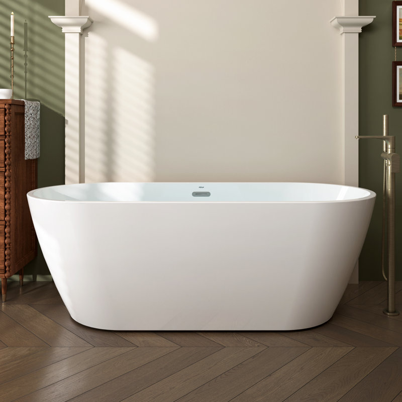 Baignoire de trempage autoportante Bali, H 22,80 po x L 59,10 po x l 28 po, Chrome Drain