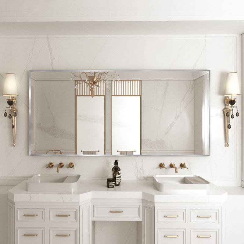 Miroir de salle de bain mural Sartori, Nickel brossé, 24 po x 36 po