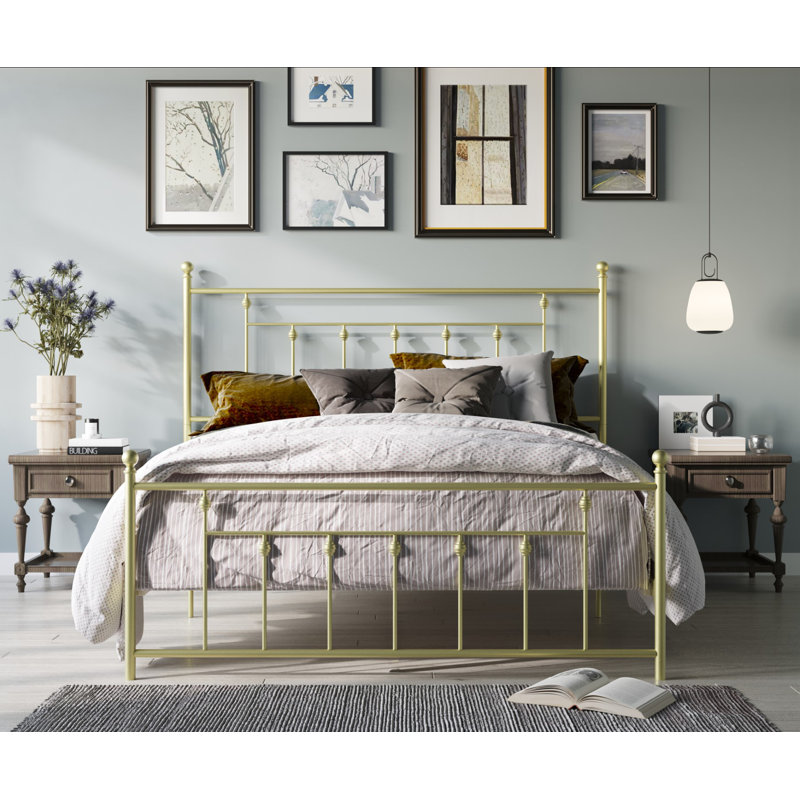 Alderson Metal Open-Frame Bed, Full, Gold