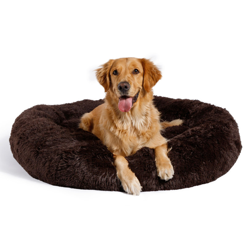 Lit pour animaux en fausse fourrure Tucker Murphy Pet ™, Très grand (l 45 po x P 45 po x H 9 po), Shag Dark Chocolate