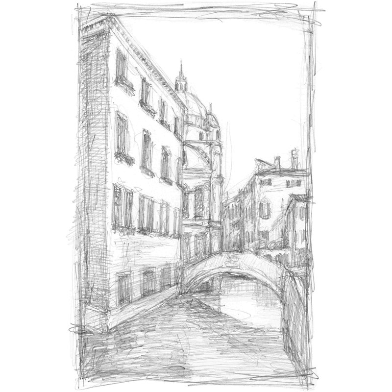 Croquis de Venise IV, H 18 po x l 12 po x P 1,25 po