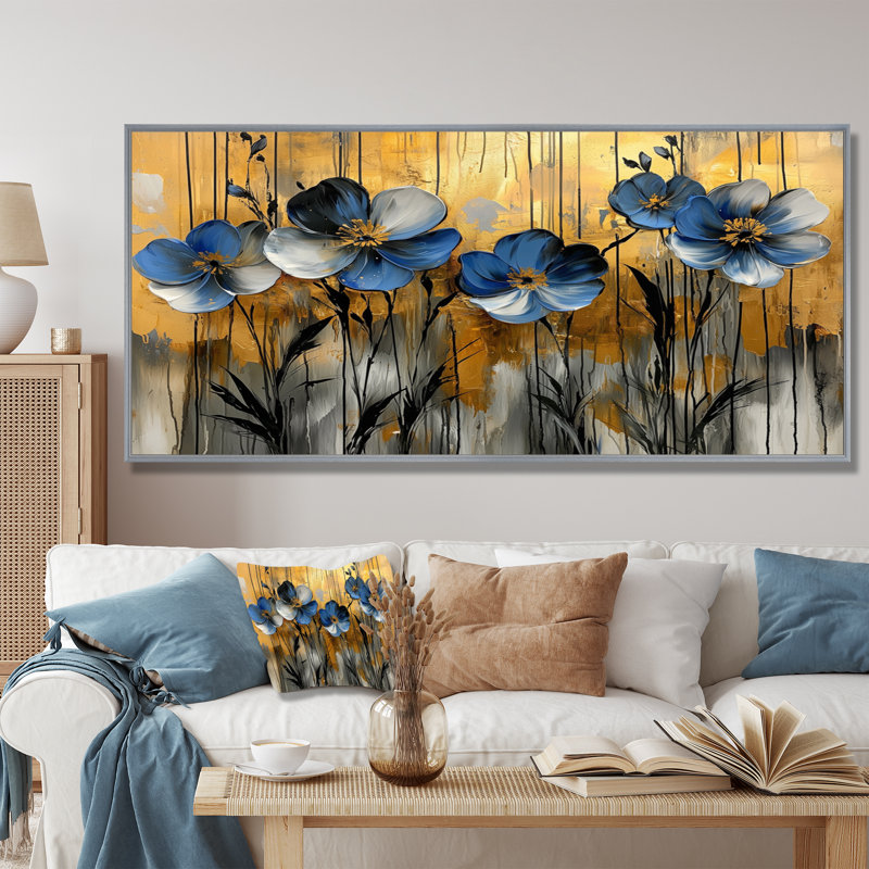 Monto - Floral Canvas Art Print, H 28 po x l 60 po, Cadre flottant, Naturel