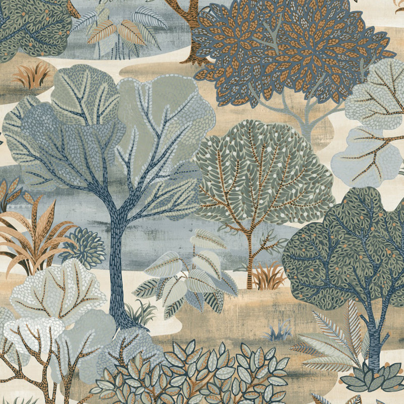 Papier peint bleu forêt Allure, Bleu