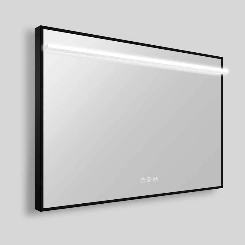 Miroir de salle de bain à cadre rectangulaire Streamline avec désembueur, intensité variable, changement de température de couleur