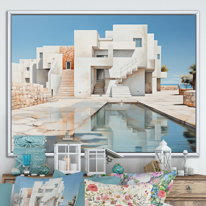 White Canal, passage minimaliste simpliste I - impression, Cadre flottant blanc, H 24 po x l 32 po x P 1 po