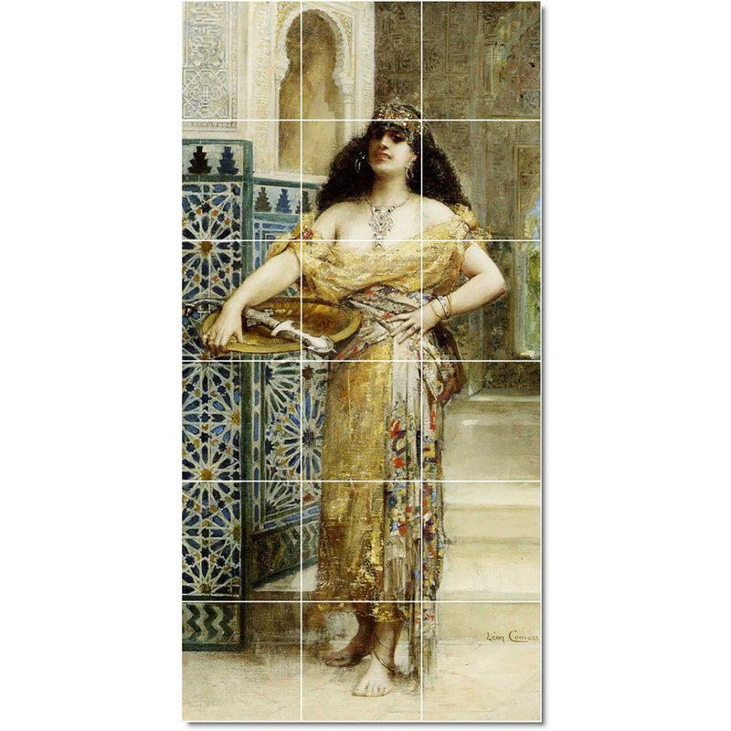 Carreau de peinture murale en céramique 24 po x 48 po 8 po x 8 po, Leon, François, Comerre, femme, W22251