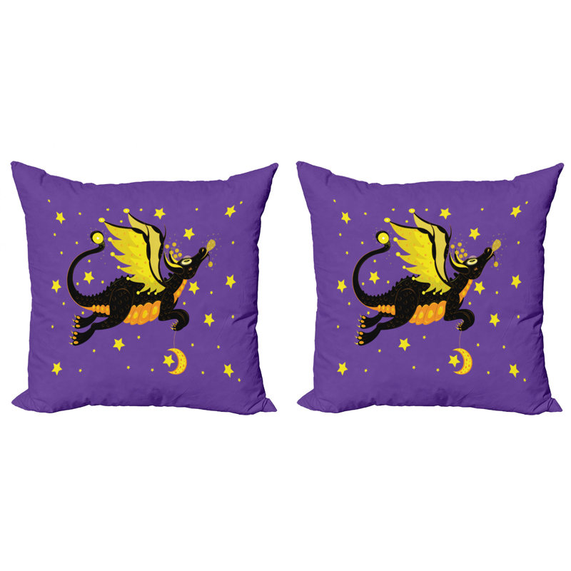 Ensemble de 2 coussins décoratifs Ambesonne Dragon, 16 po x 1 po