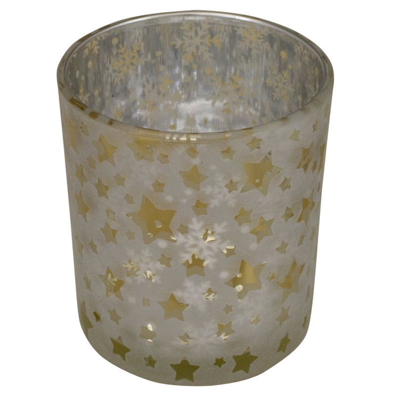 5'' H Glass Tabletop Tealight Holder, 3" H x 2.75" W x 2.75" D