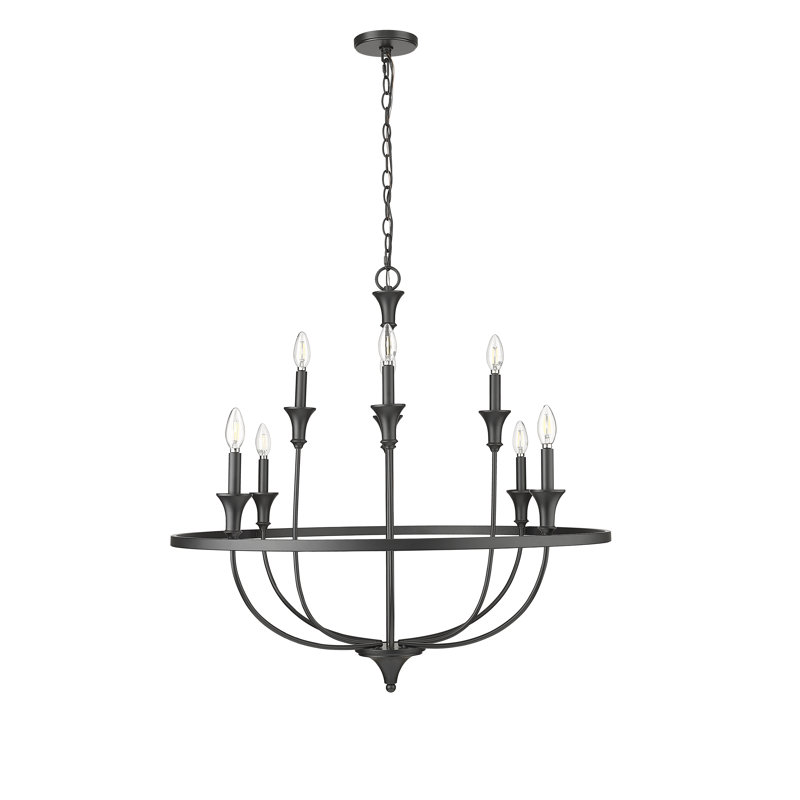 Lustre à 8 lumières de 34 po de largeur Emery, Noir mat