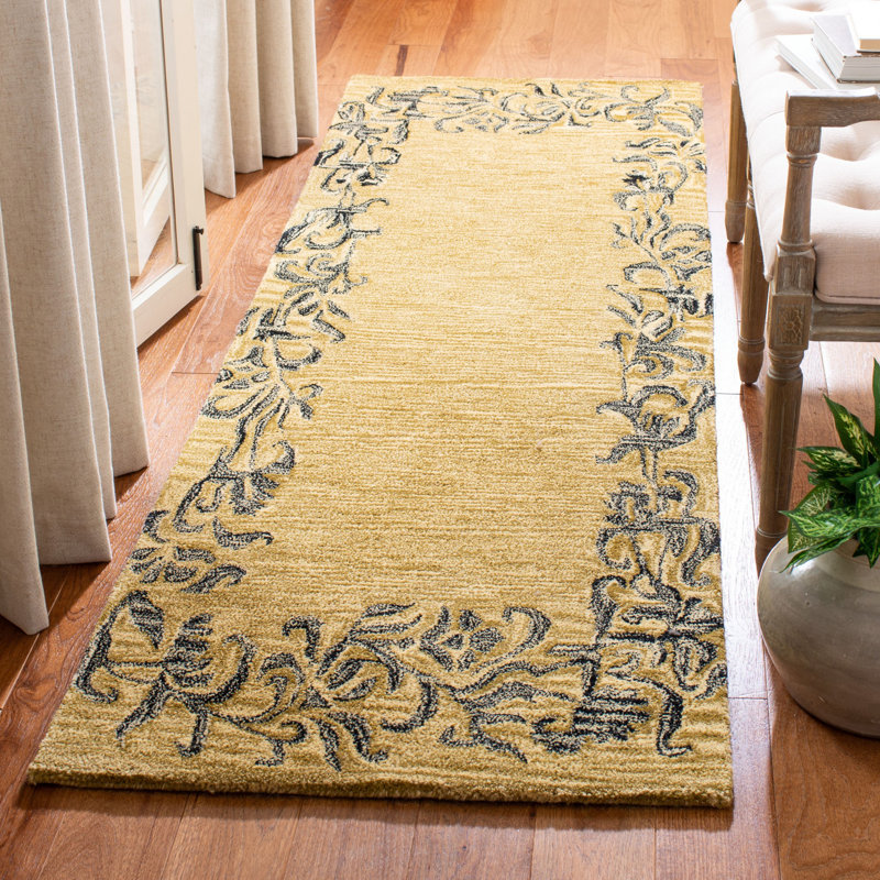 Tapis floral en laine et viscose touffeté à la main Candelo Soho, Tapis de couloir 2 pi 6 po x 8 pi