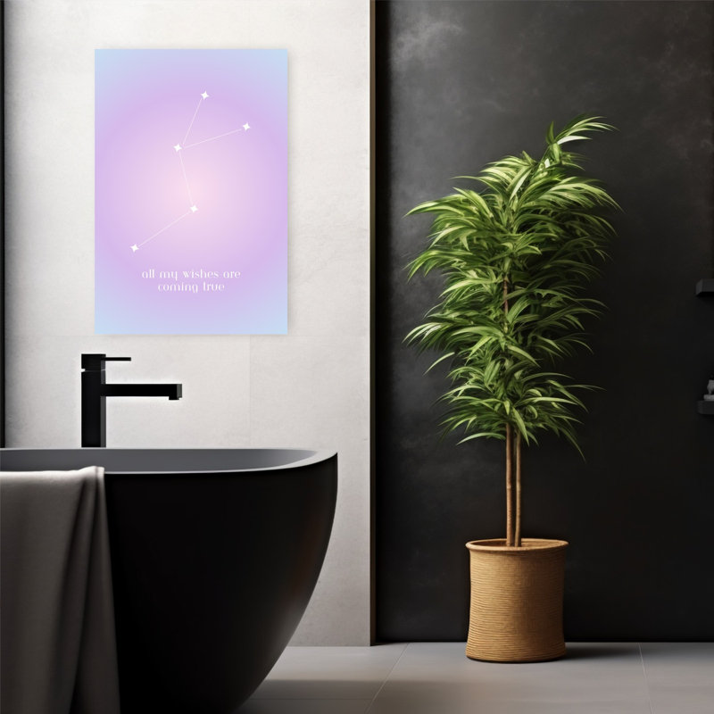 «Wishes Aligning Dreamy Minimalist Modern Lilac Landscape Nature», art mural, H 24 po x l 16 po