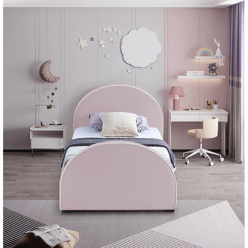 Lit en velours Hilbrand, Simple, Velours rose