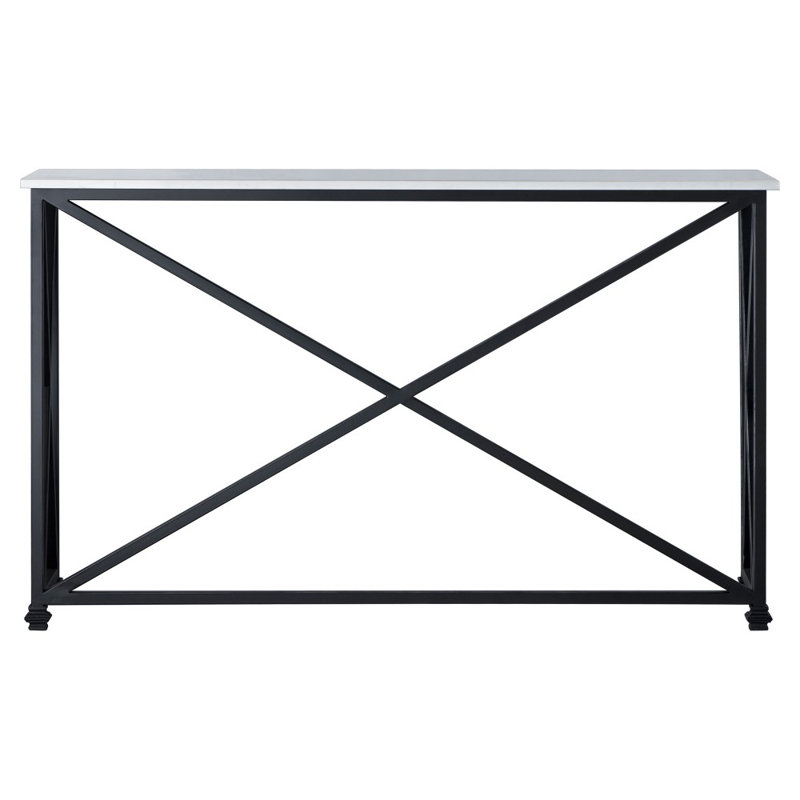 Medallion 60'' Console Table, Flat Black, Carrera Marble, 36"H x 60"W x 15"D