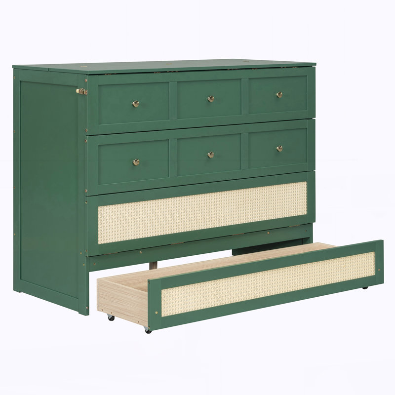 Lit escamotable double avec grands tiroirs, Green