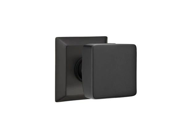 Emtek Passage Interior Mortise Set w/ Quincy Rosette & Square Knob (LH)