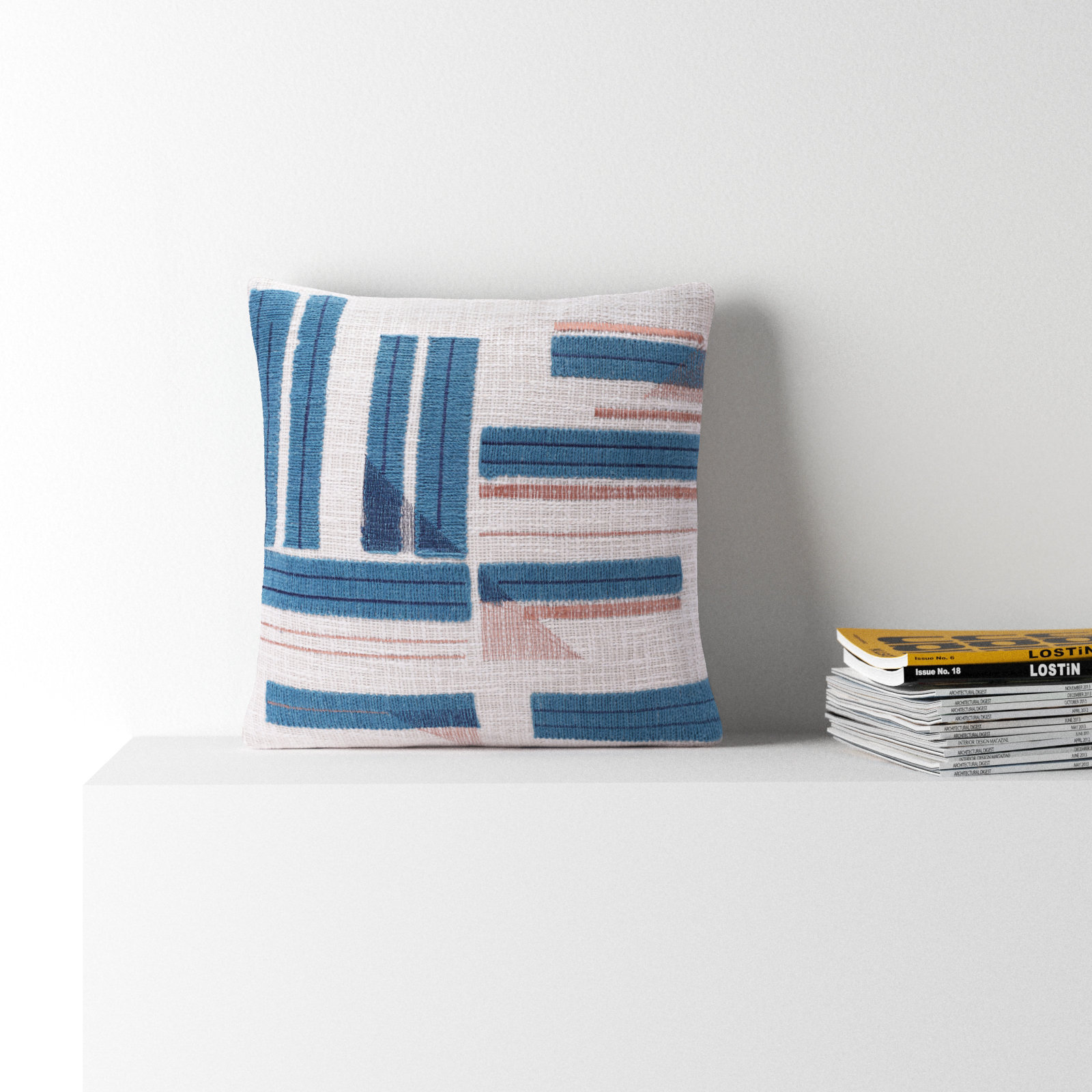 Malachy 20" Cotton Throw Pillow, Blue, Polyester
