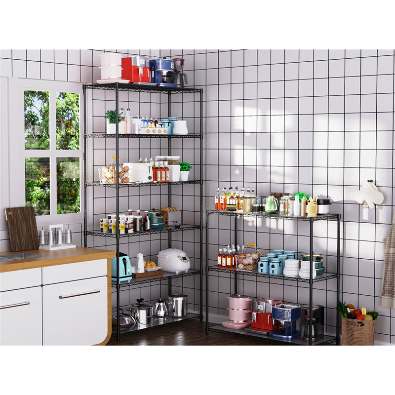 2 Pack 3 Tier Shelf Wire Shelving Unit, Black
