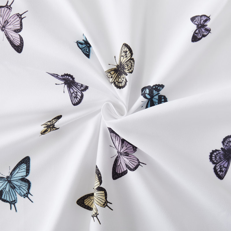 Kids' Printed Bright & Fun Microfiber Sheet Sets, Full, Butterflies