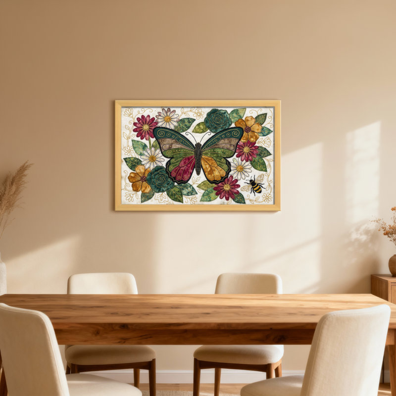 Animaux, papillon, fleurs, abeille, art de jardin, H 12 po x l 18 po, Toile tendue, Ne s’applique pas